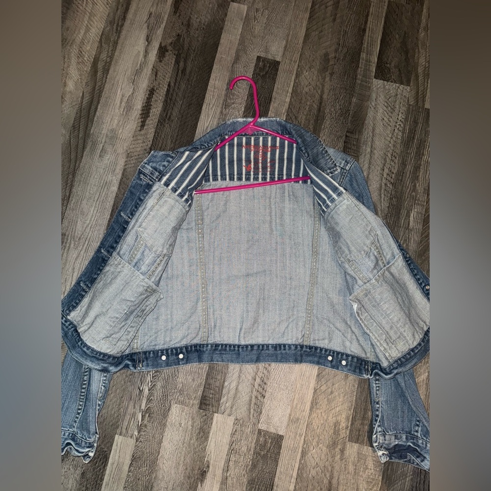 Vintage y2k distressed classic jean jacket American eagle - Picture 3 of 4